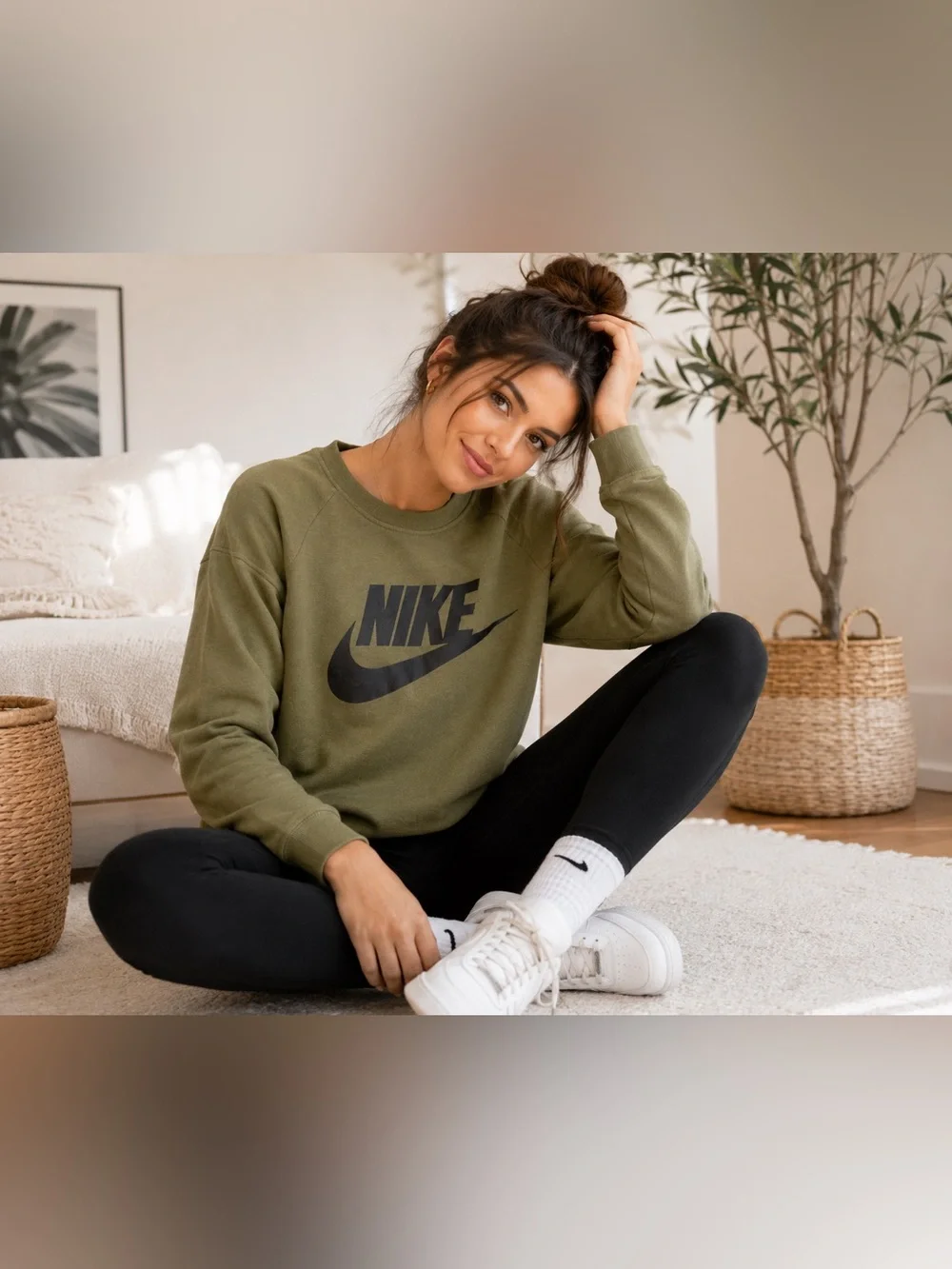 Nike Sportswear Futura Graphic Crewneck Sweatshirt Olive Green Large